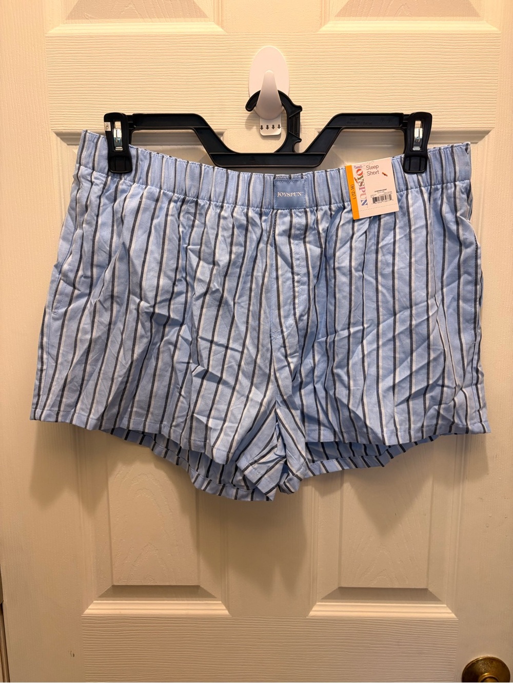 Women’s Light Blue Stripe Cotton Sleep Shorts